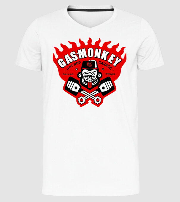 Gas Monkey model alb pe tricou