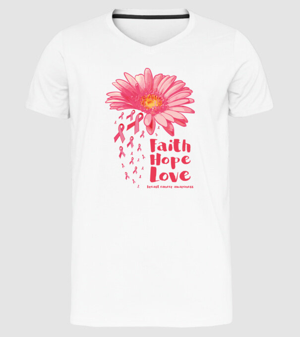 Gerbera faith hope love model alb pe tricou