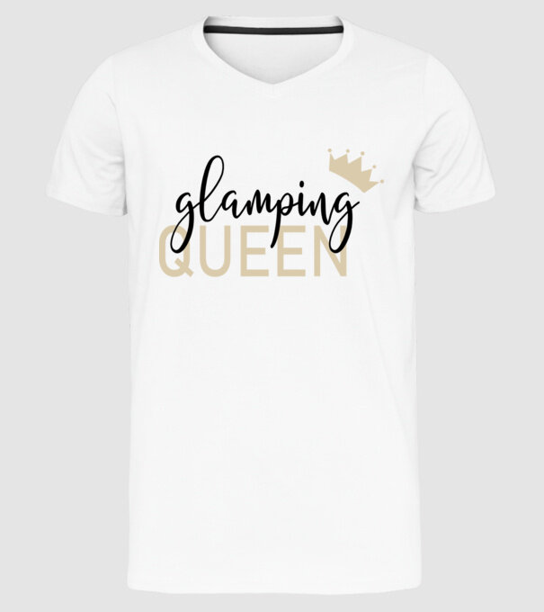 Glamping queen model alb pe tricou