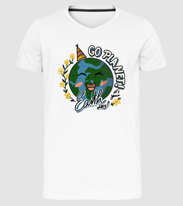 Go planet model alb pe tricou