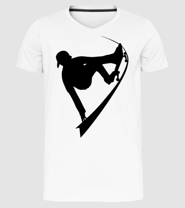 Skateboarder model alb pe tricou
