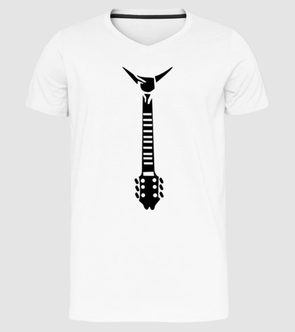 Guitar Tie model alb pe tricou