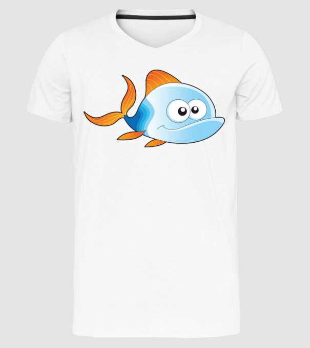 Fish model alb pe tricou