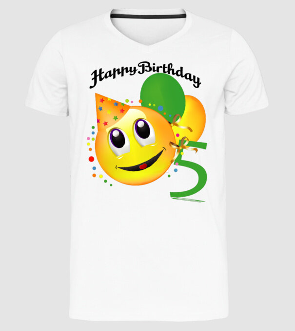 happy birthday 5th model alb pe tricou