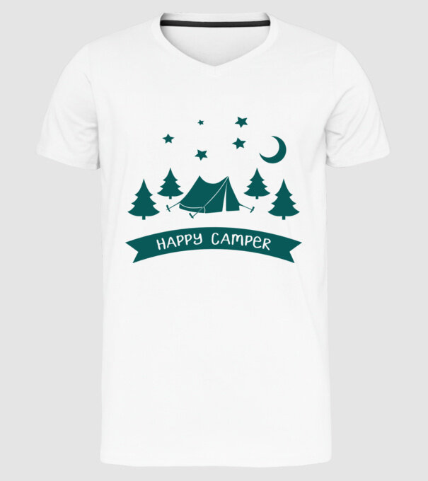 Happy camper tent model alb pe tricou