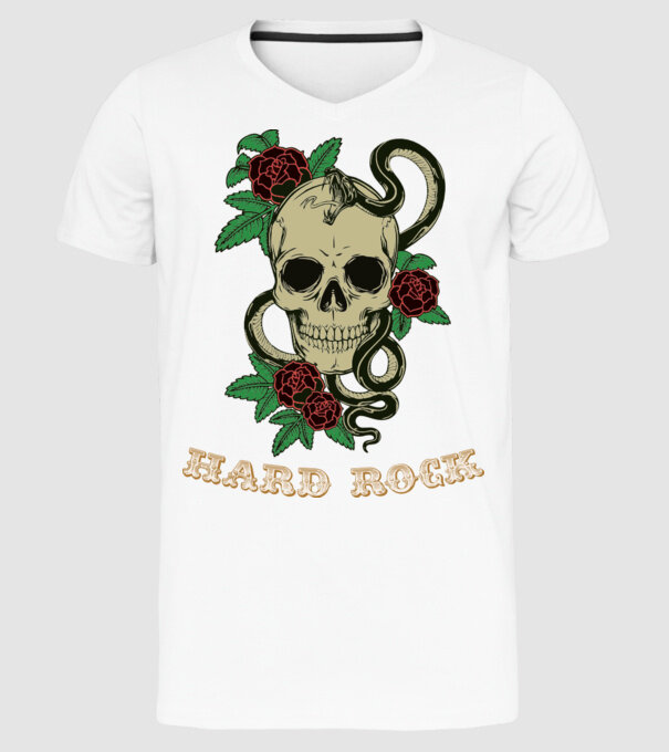 Hard Rock 1 model alb pe tricou
