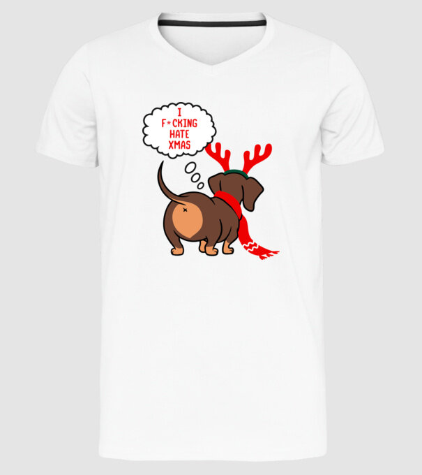 Hate Xmas model alb pe tricou