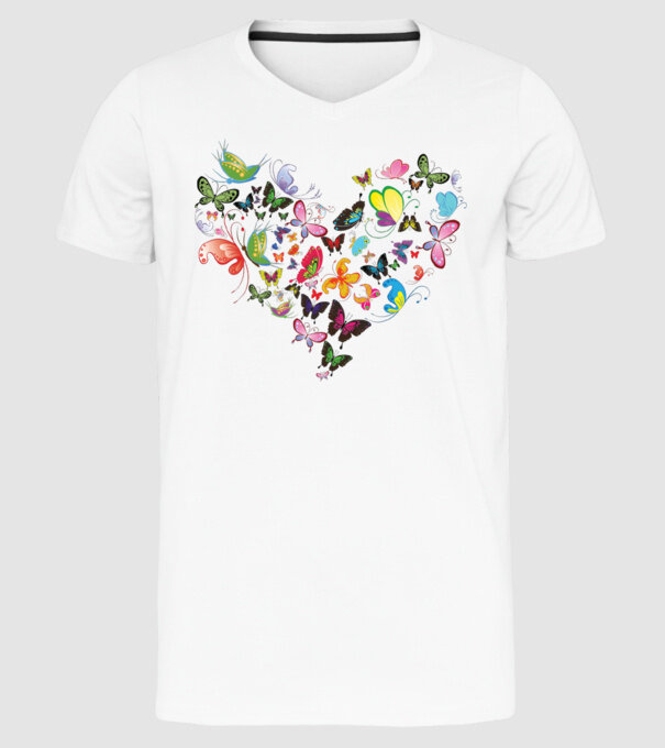 Butterfly Heart model alb pe tricou
