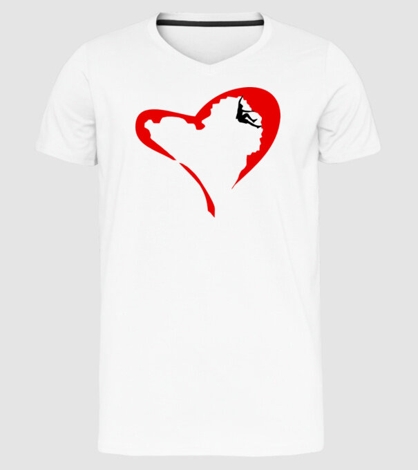 heartclimb model alb pe tricou
