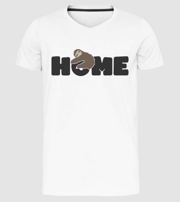Home Sloth model alb pe tricou