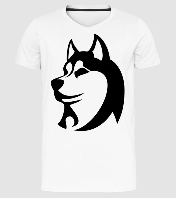 Husky model alb pe tricou