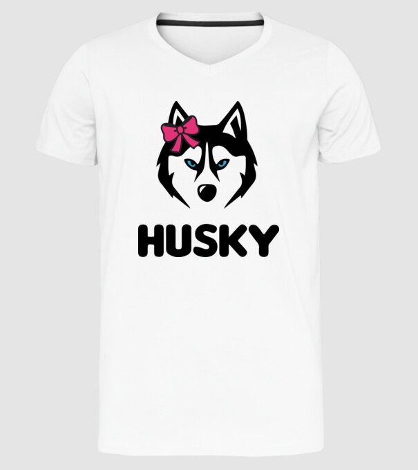 Husky fată model alb pe tricou