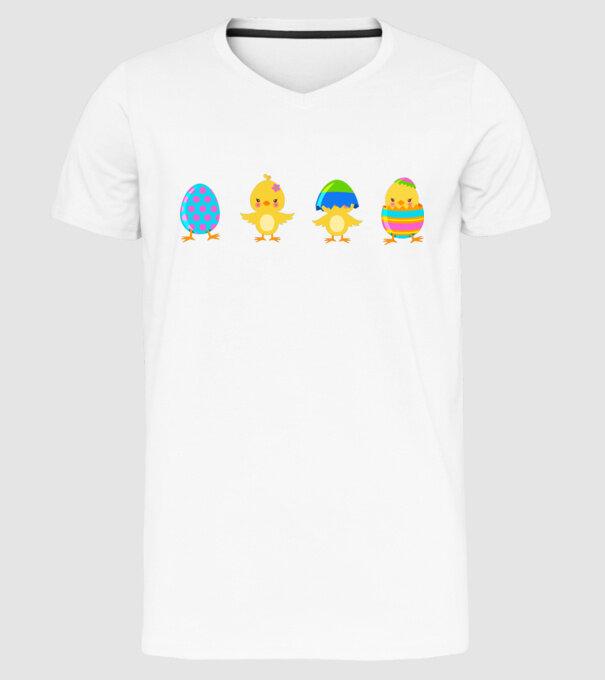 Paște numai pui model alb pe tricou