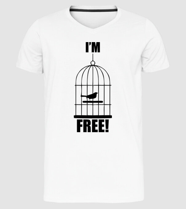 'I''m free' model alb pe tricou