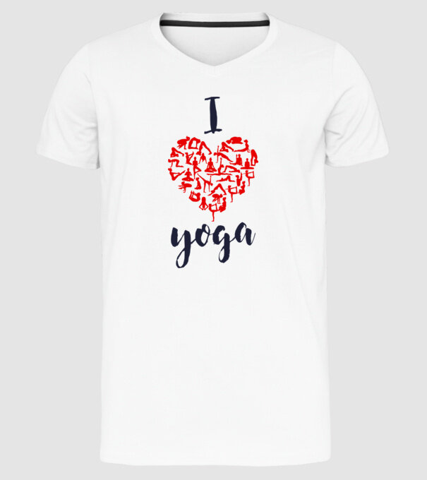 I love yoga model alb pe tricou