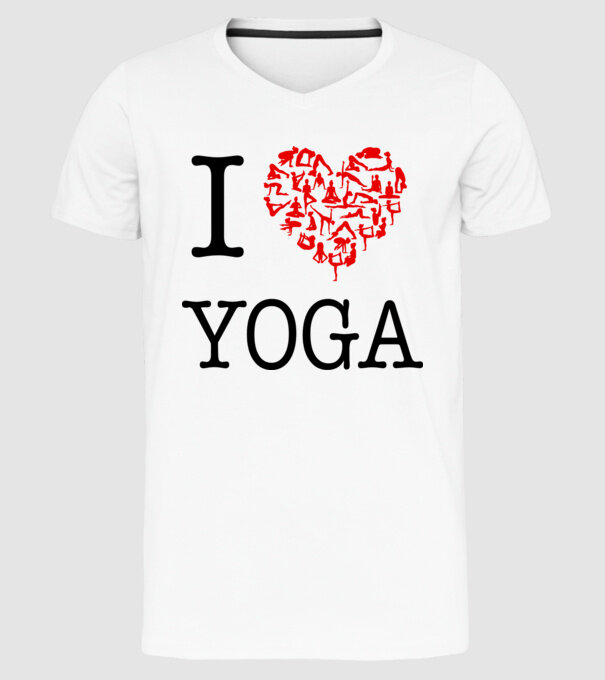 I LOVE YOGA model alb pe tricou