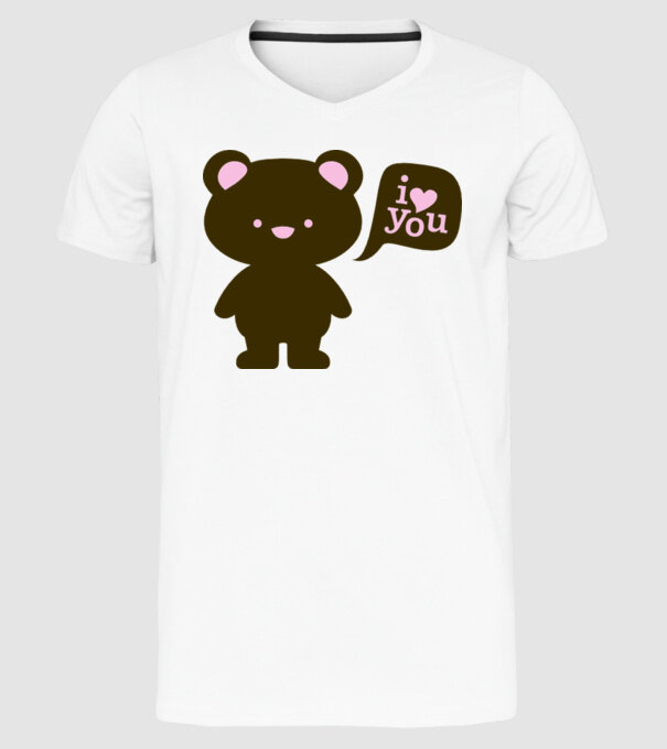I Love You Bear model alb pe tricou