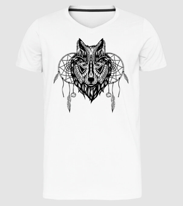 lup indian model alb pe tricou