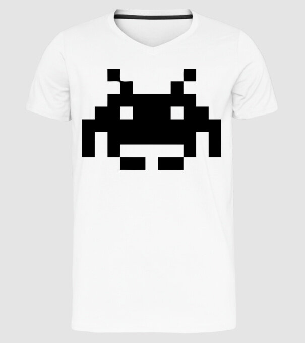 Invaders retro model alb pe tricou