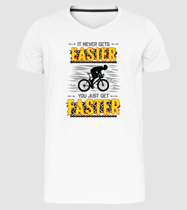 it never gets easier model alb pe tricou