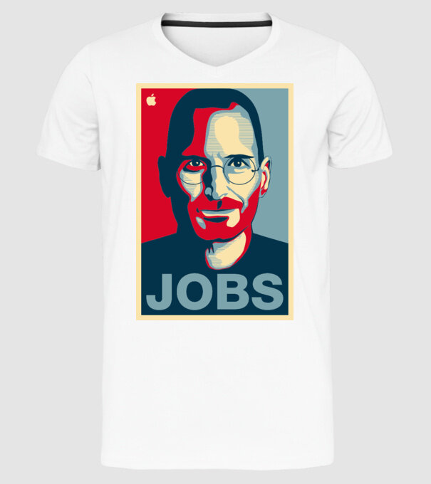 Jobs pop art model alb pe tricou