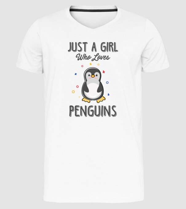 Just a girl who loves Penguins model alb pe tricou