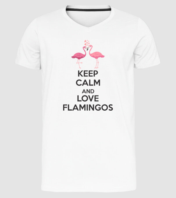 KEEP CALM and love flamingos dark model alb pe tricou