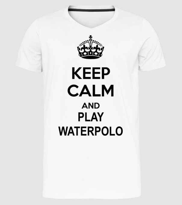 Keep Calm and play waterpolo model alb pe tricou