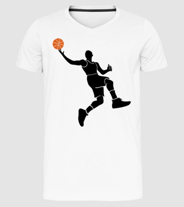 Baschet model alb pe tricou