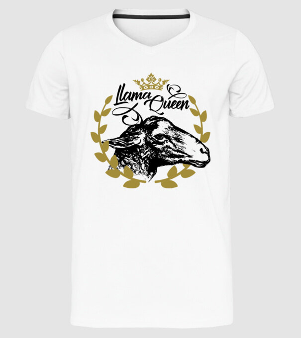Lama Queen model alb pe tricou