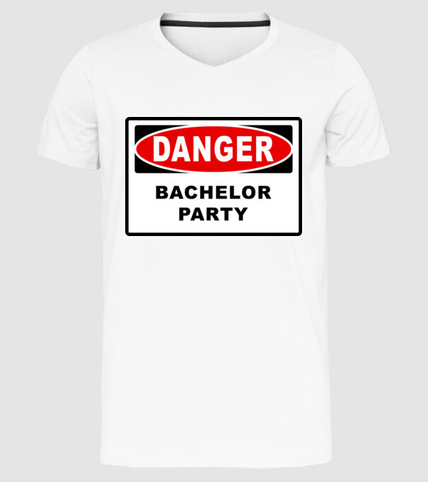 Bachelor DANGER model alb pe tricou