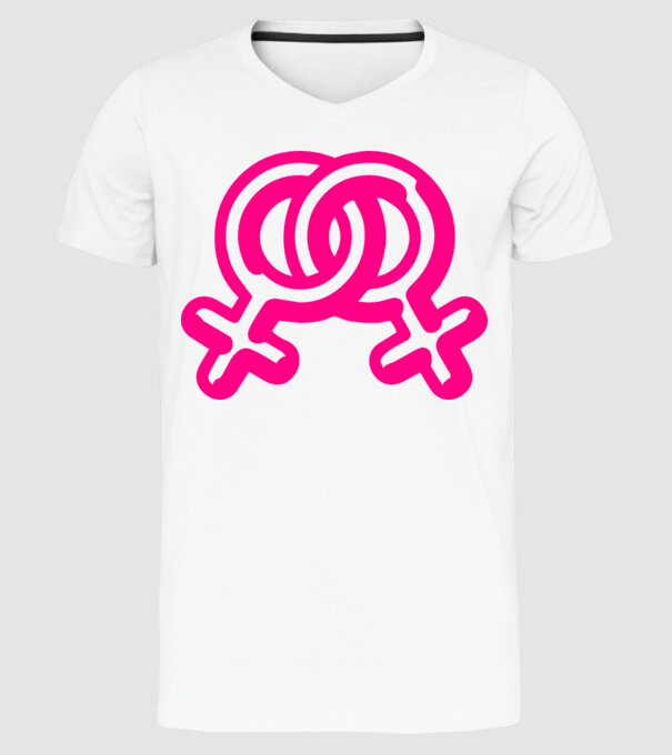 Lesbiene model alb pe tricou