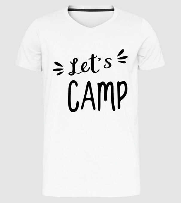 'Let''s camp' model alb pe tricou