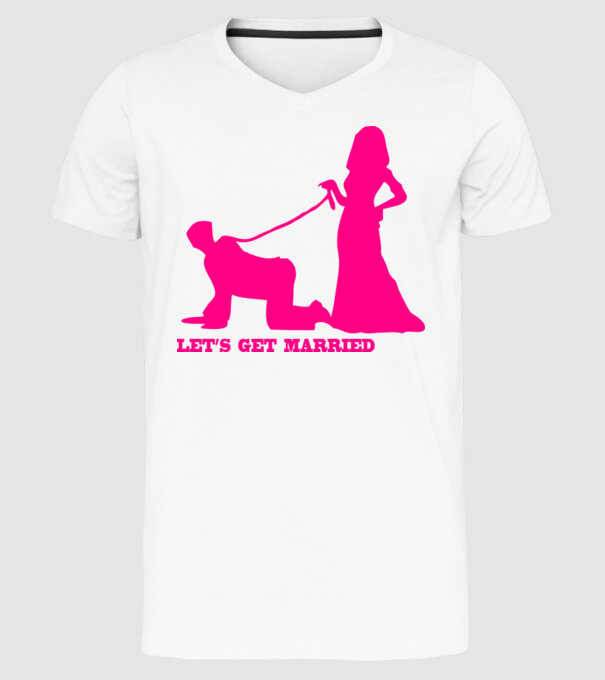 lets get married model alb pe tricou