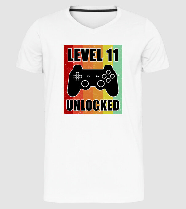 level 11 unlocked retro gamer model alb pe tricou
