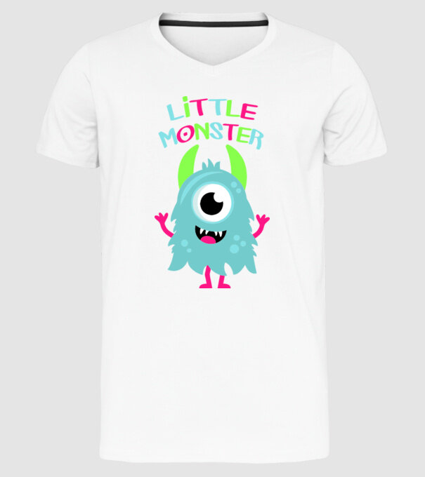 Little monster model alb pe tricou