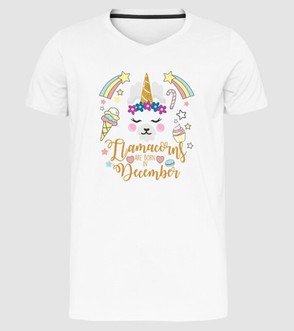Llamacorns are born in December model alb pe tricou