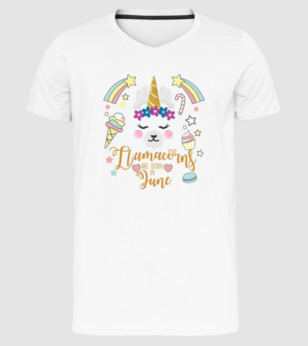 Llamacorns are born in June model alb pe tricou