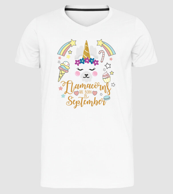 Llamacorns are born in September model alb pe tricou