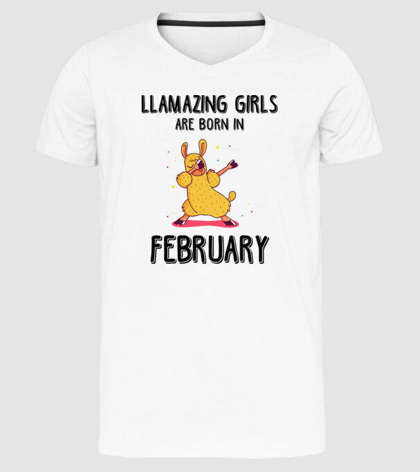 llamazing girls are born in february black model alb pe tricou