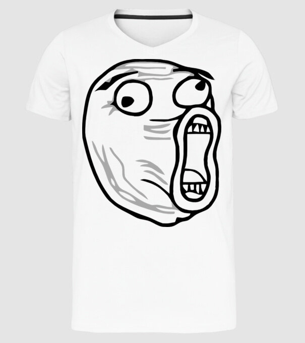 LOL Face model alb pe tricou