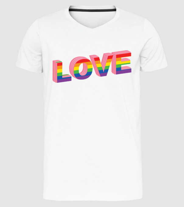 Love pride model alb pe tricou