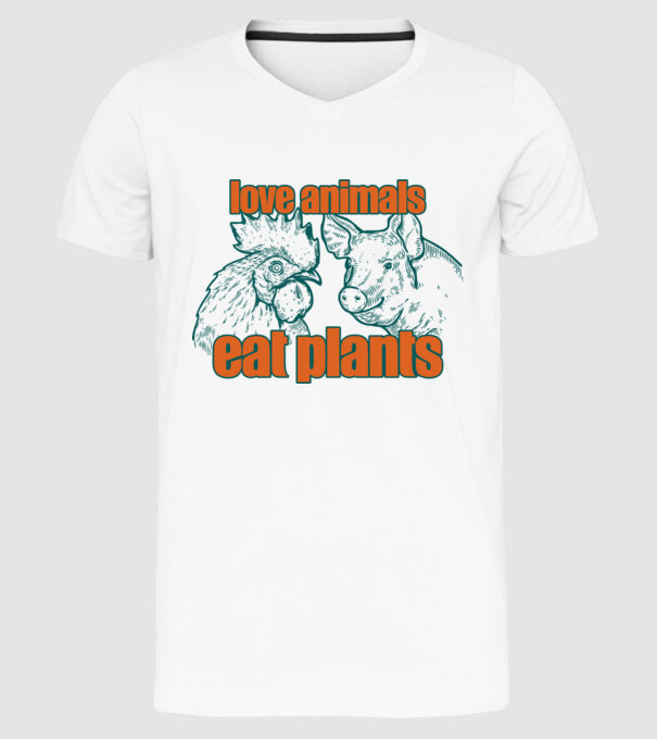 love animals model alb pe tricou