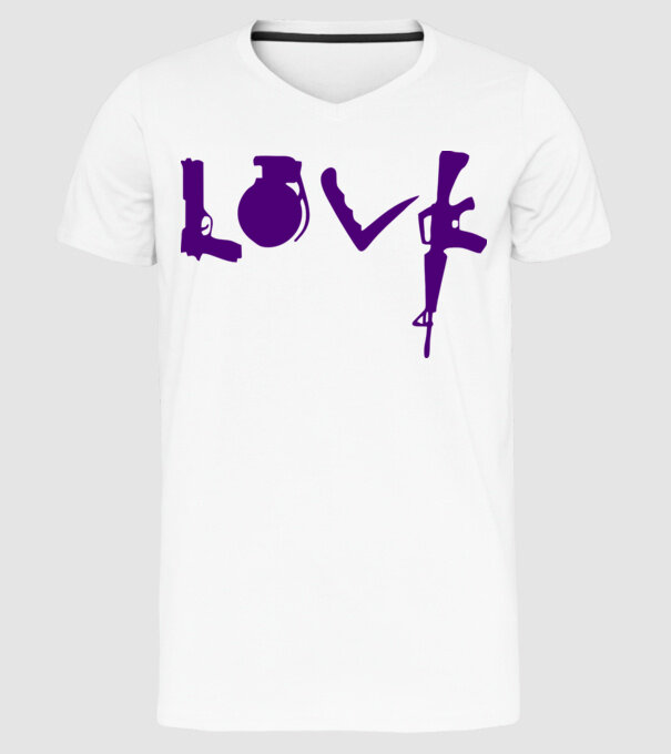 Lovegun model alb pe tricou