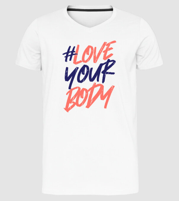 #loveyourbody model alb pe tricou