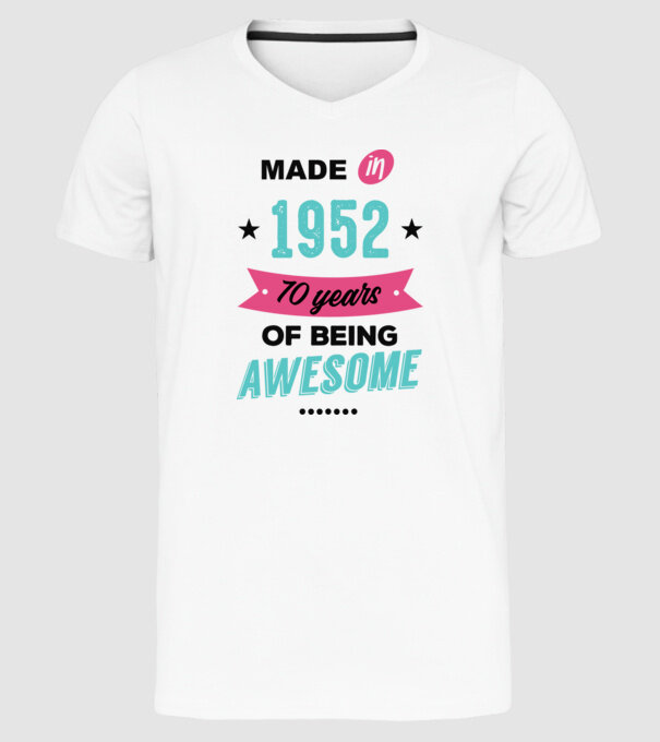 MADE in 1952 model alb pe tricou