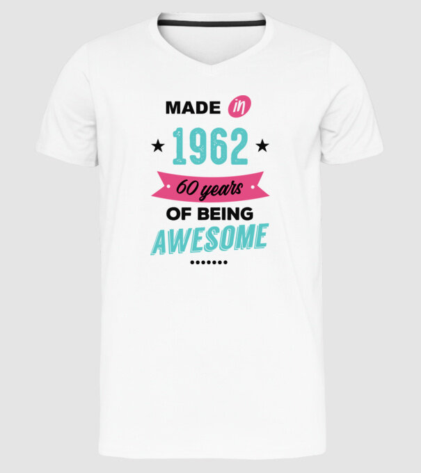 MADE in 1962 model alb pe tricou