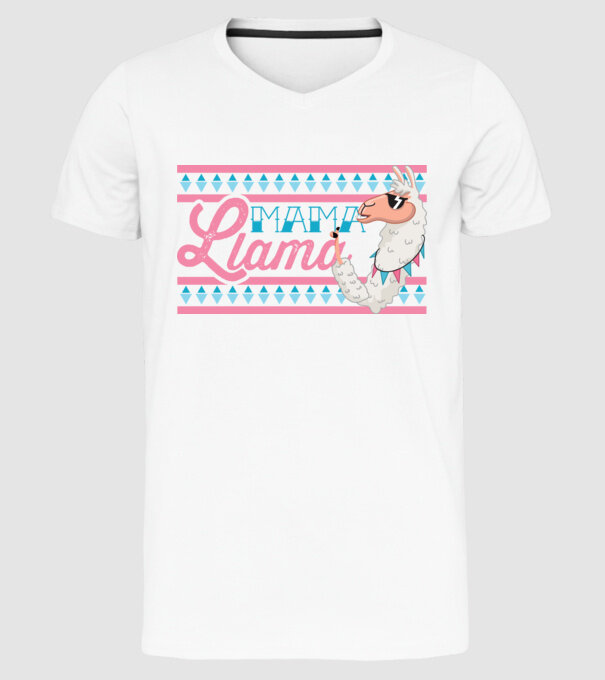 Mama LLama model alb pe tricou
