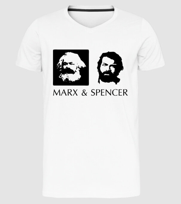 Marx és Bud Spencer model alb pe tricou