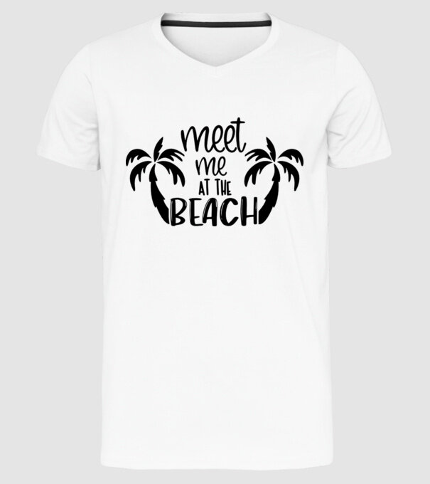 Meet me at the beach model alb pe tricou